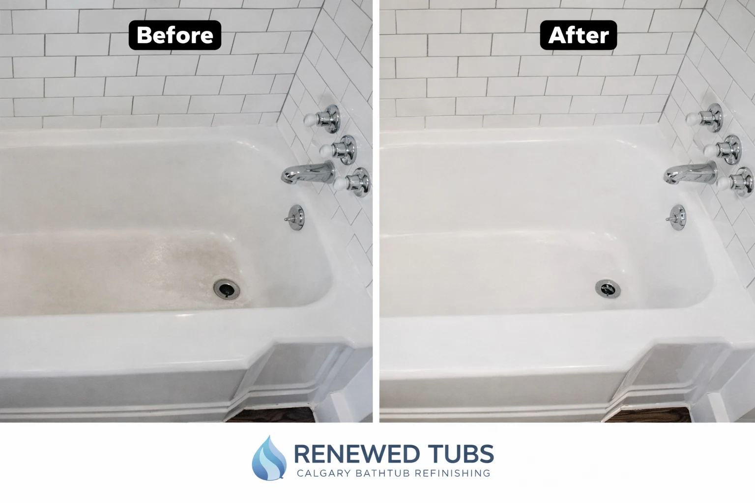 Renewed Tubs bathtub refinishing before and after Calgary