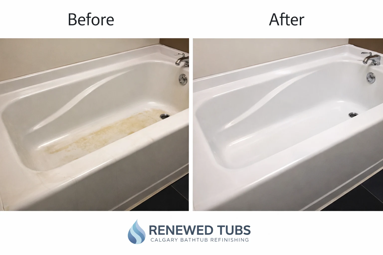 Bathtub refinishing Calgary before and after by Renewed Tubs