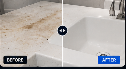 White countertop refinishing before and after Calgary
